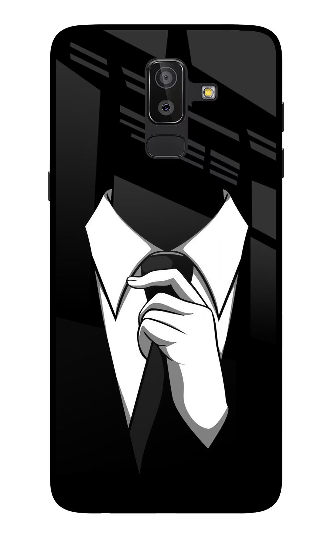 Black Tie Samsung On8 2018 Glass Case Back Cover by Casekaro