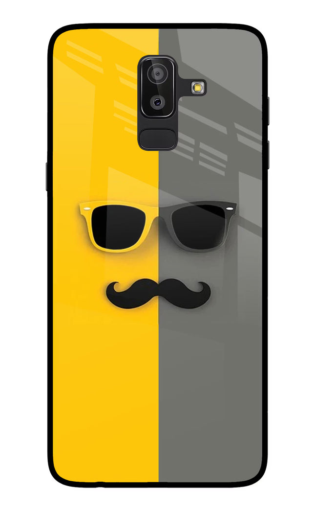 Sunglasses with Mustache Samsung On8 2018 Glass Case Back Cover by Casekaro