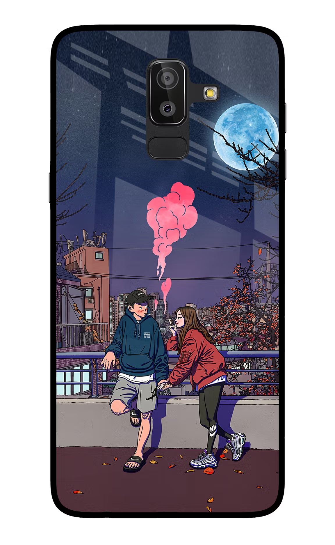 Chilling Couple Samsung On8 2018 Glass Case Back Cover by Casekaro