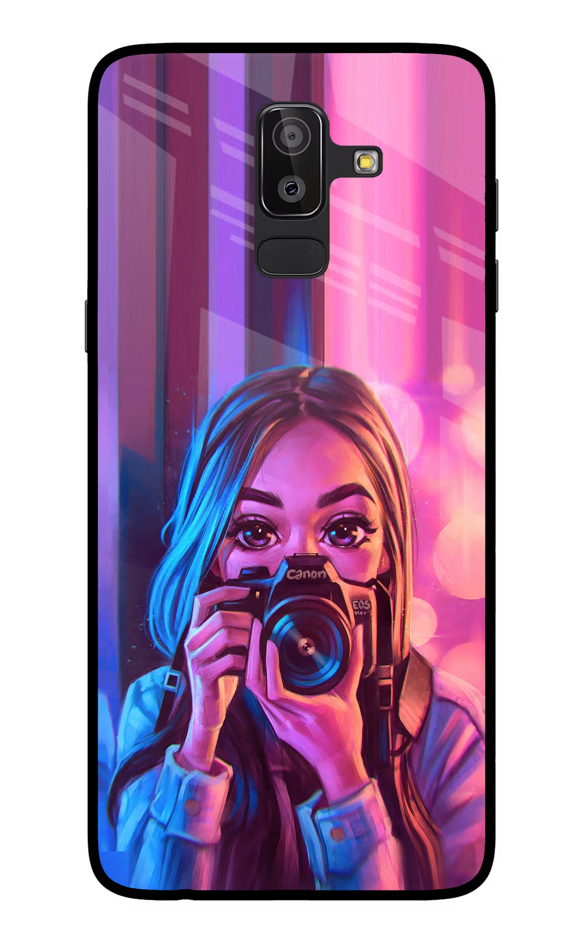 Girl Photographer Samsung On8 2018 Glass Case Back Cover by Casekaro
