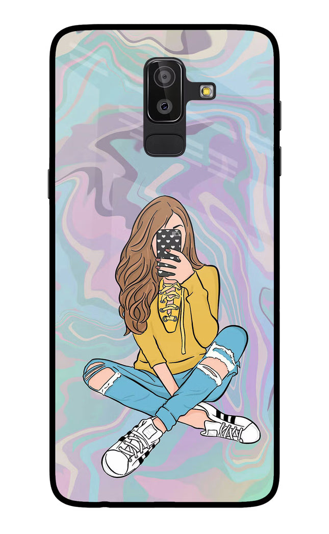 Selfie Girl Samsung On8 2018 Glass Case Back Cover by Casekaro