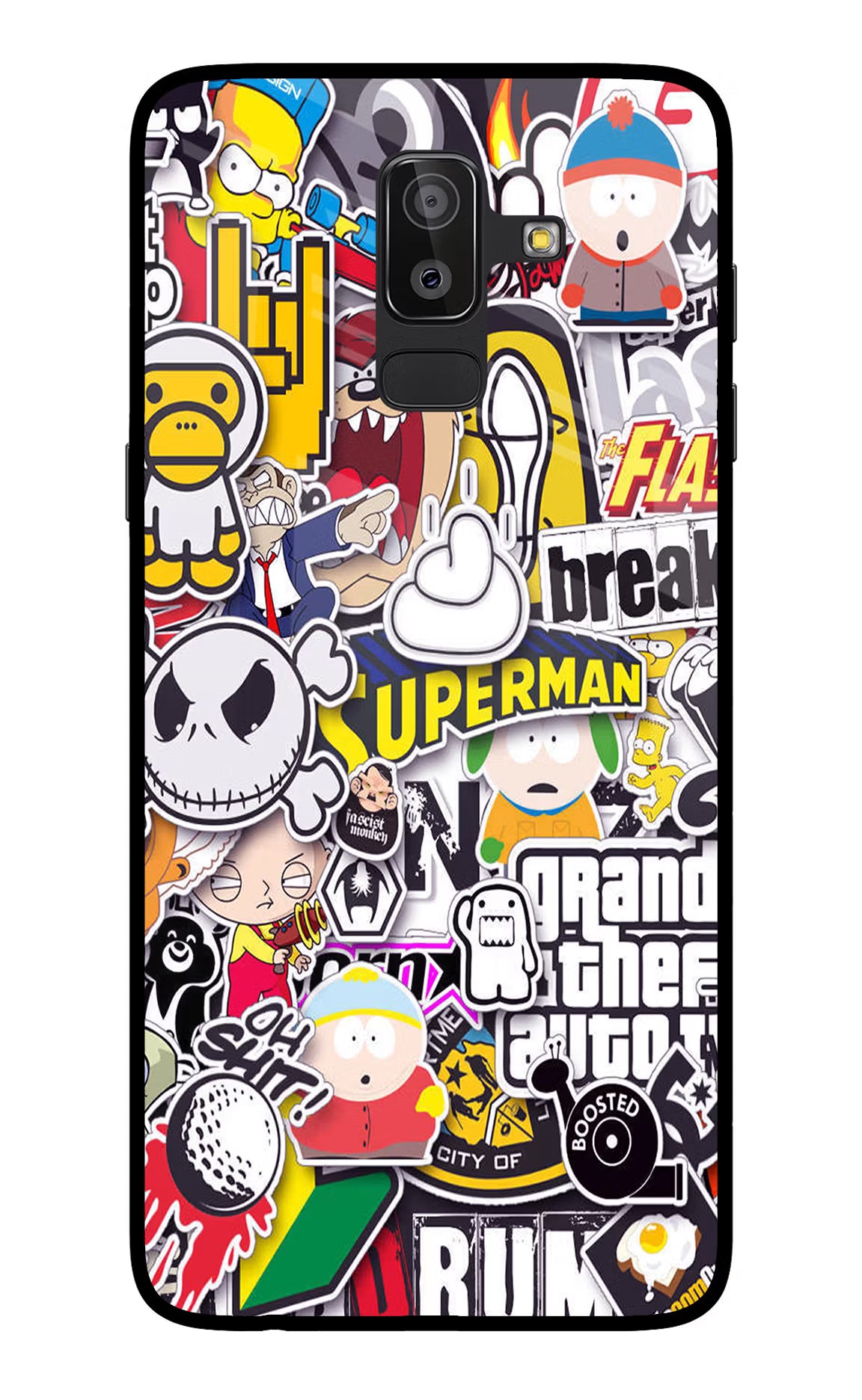 Sticker Bomb Samsung On8 2018 Glass Case Back Cover by Casekaro