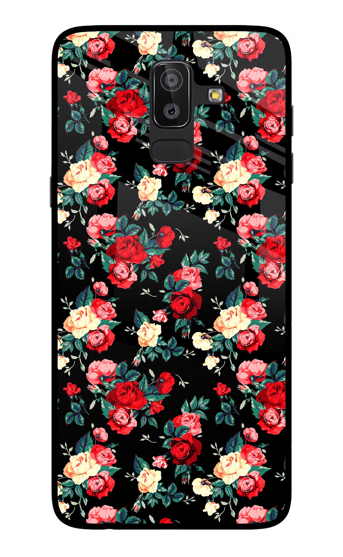 Rose Pattern Samsung On8 2018 Glass Case Back Cover by Casekaro
