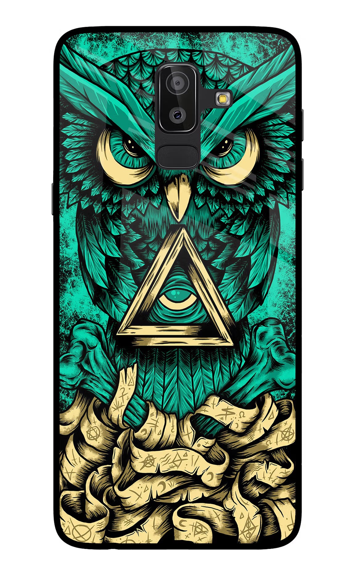 Green Owl Samsung On8 2018 Glass Case