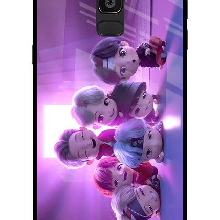 BTS Chibi Samsung On8 2018 Glass Case Back Cover by Casekaro