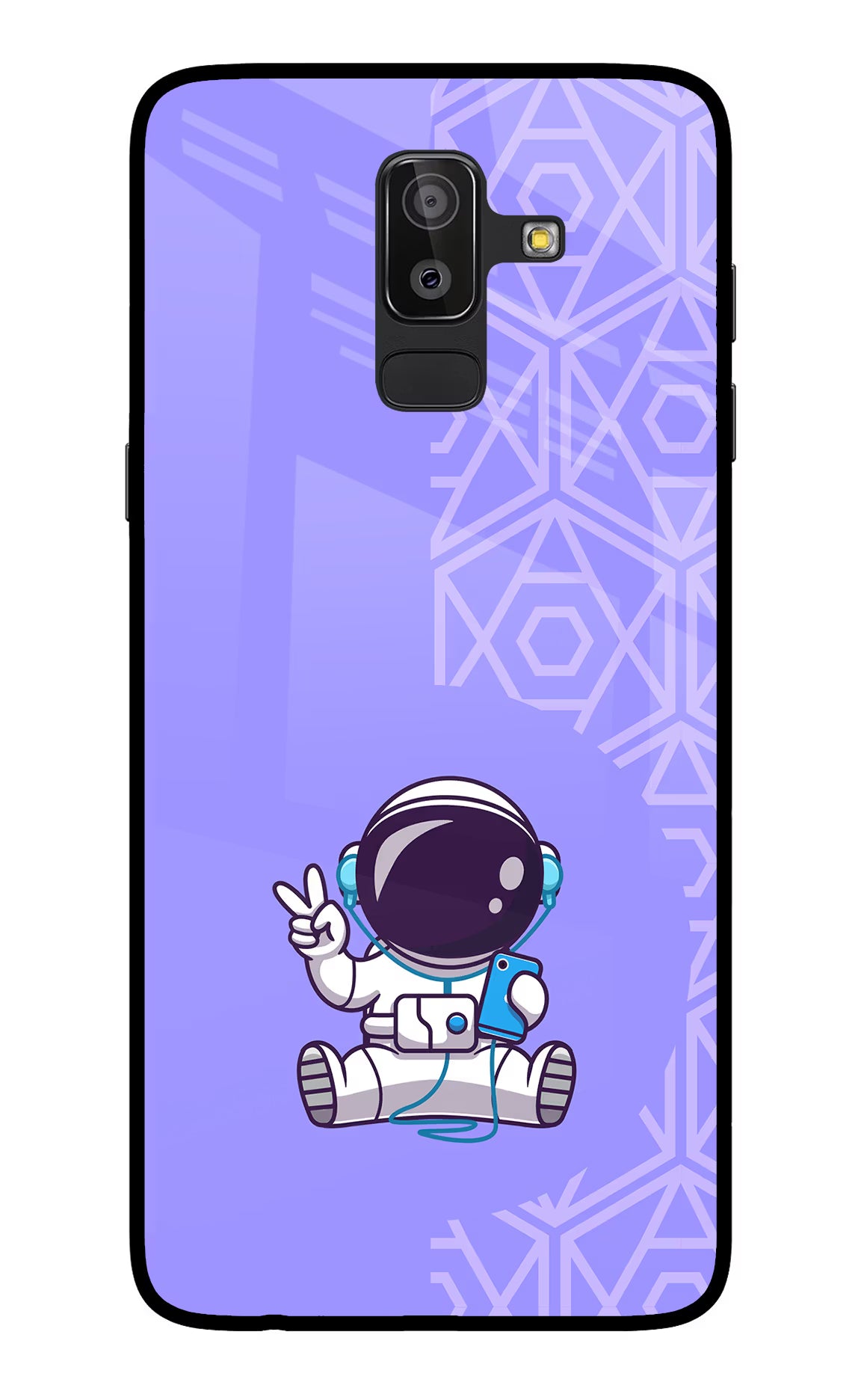 Cute Astronaut Chilling Samsung On8 2018 Glass Case Back Cover by Casekaro