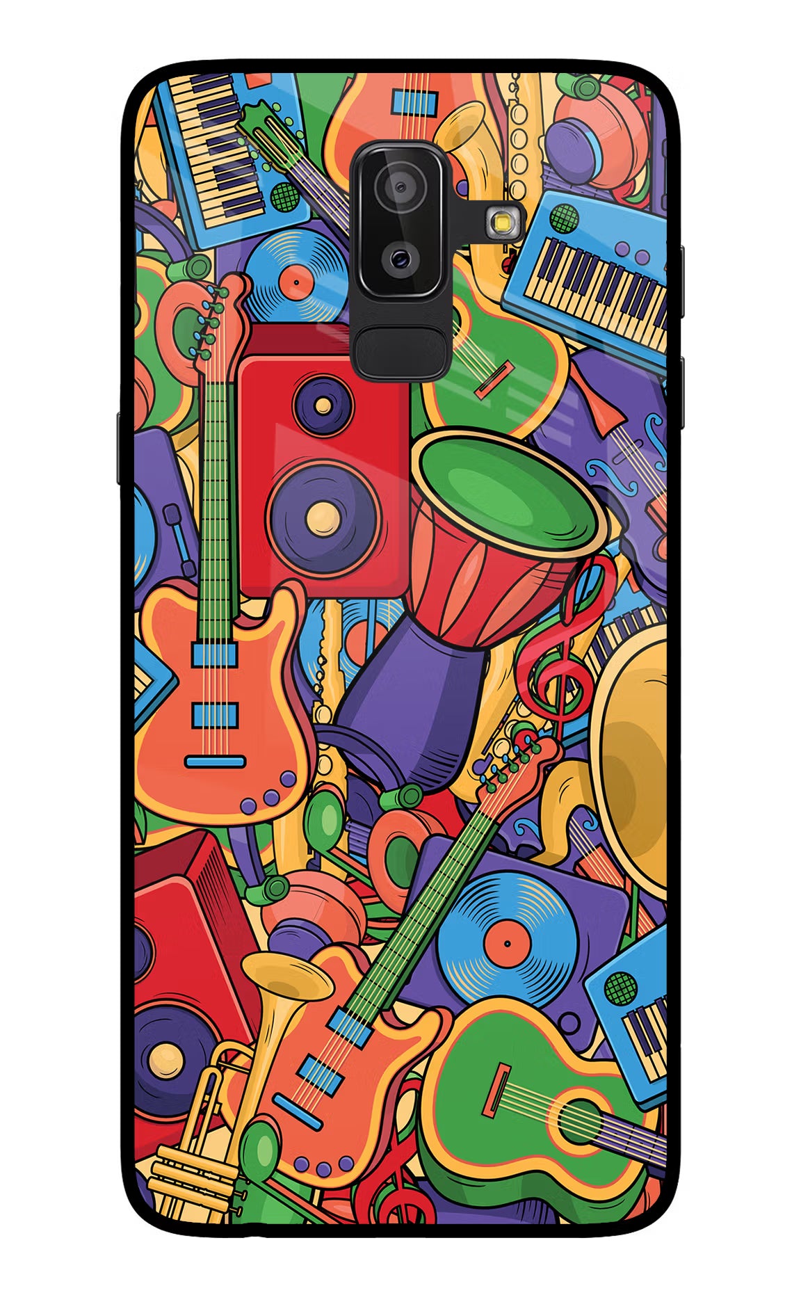 Music Instrument Doodle Samsung On8 2018 Glass Case Back Cover by Casekaro