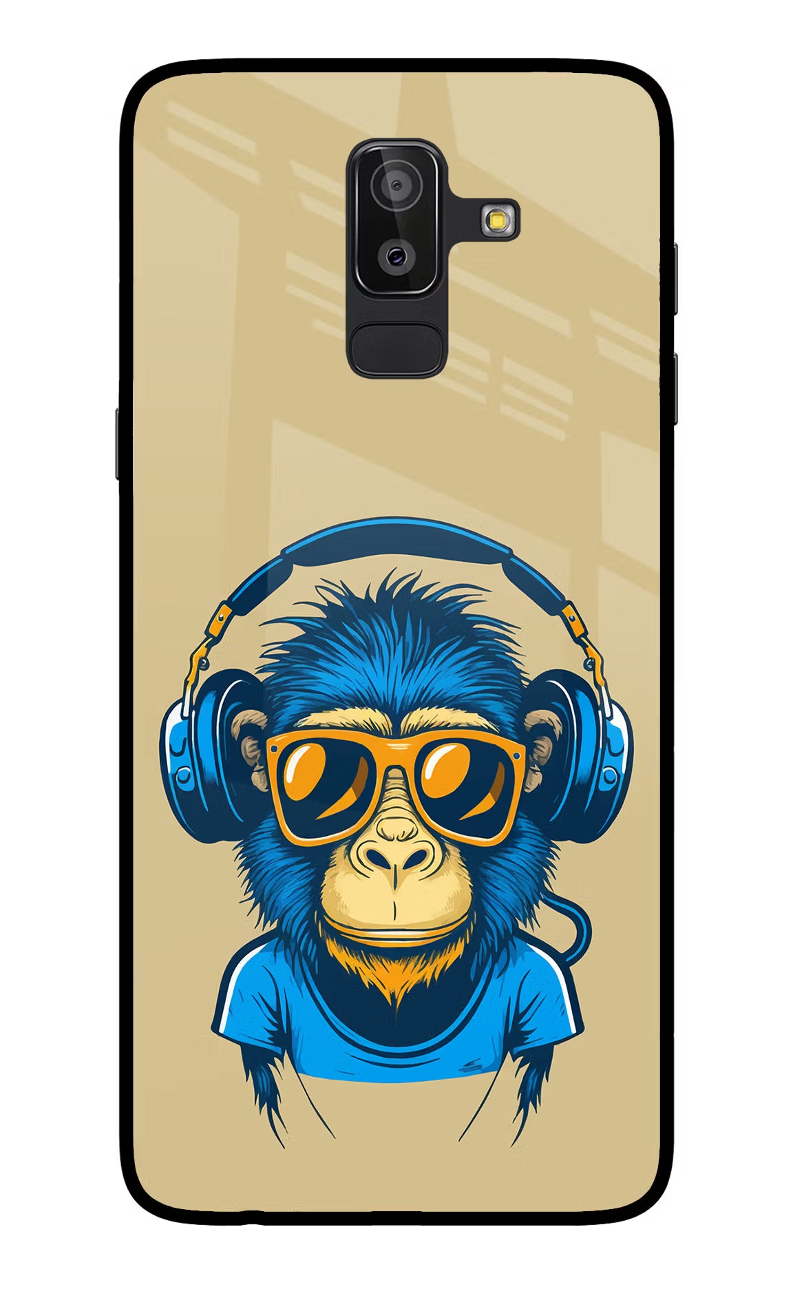 Monkey Headphone Samsung On8 2018 Glass Case Back Cover by Casekaro