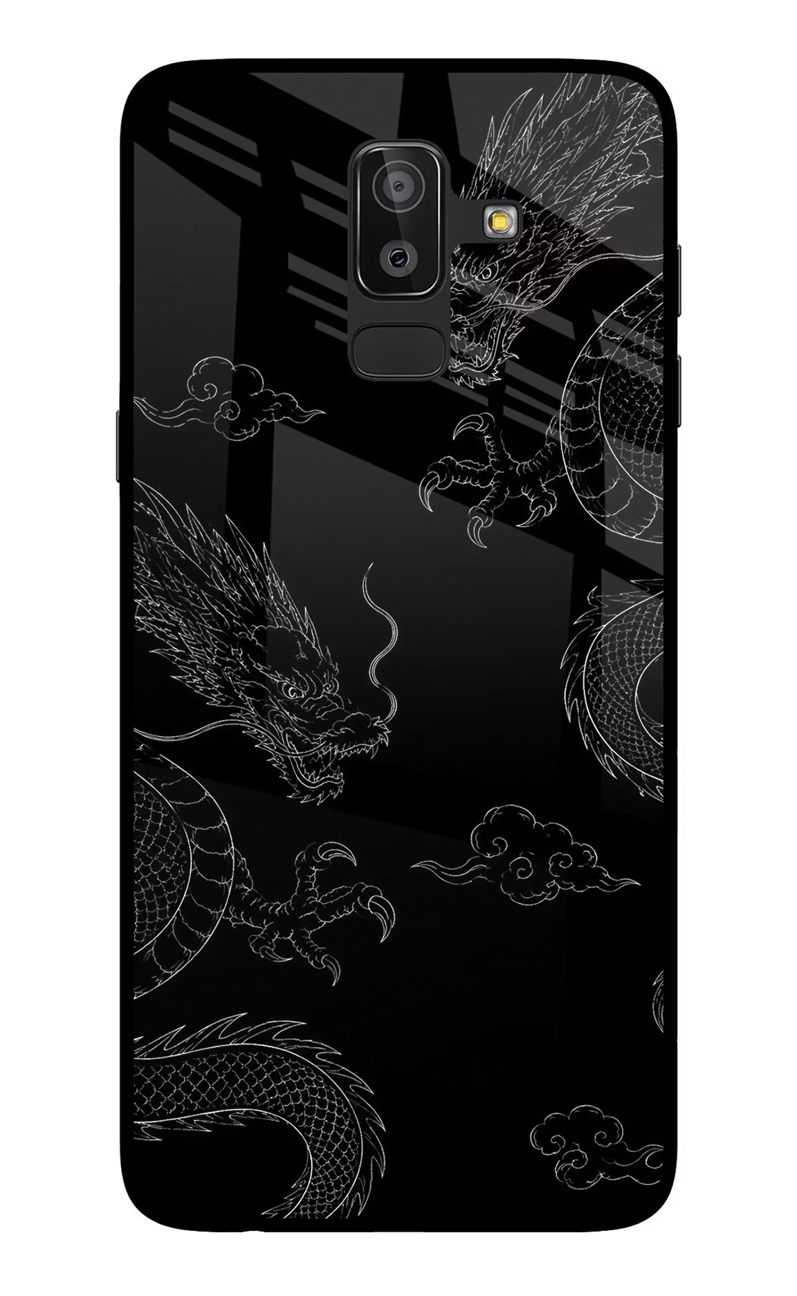 Twin Dragons Samsung On8 2018 Glass Case Back Cover by Casekaro