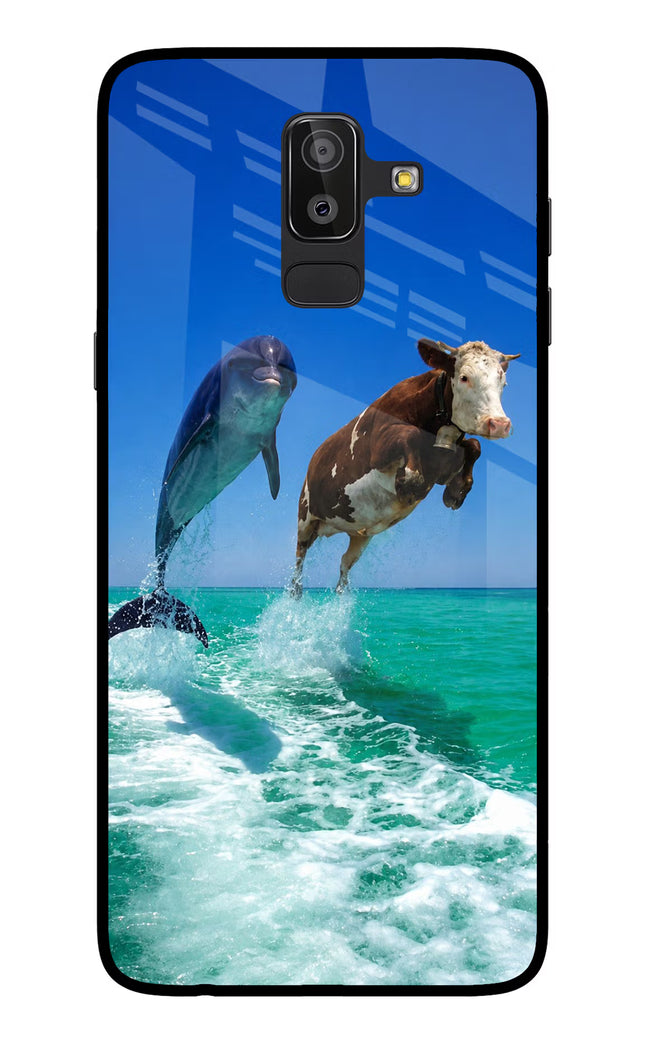 Dolphin vs Cow Samsung On8 2018 Glass Case Back Cover by Casekaro