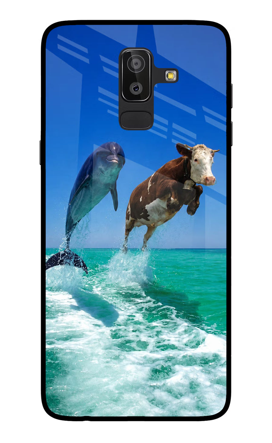 Dolphin vs Cow Samsung On8 2018 Back Cover, Glass case