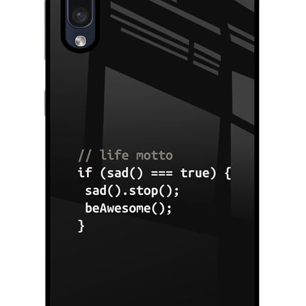 Life Motto Code Samsung A50/A50s/A30s Glass Case Back Cover by Casekaro