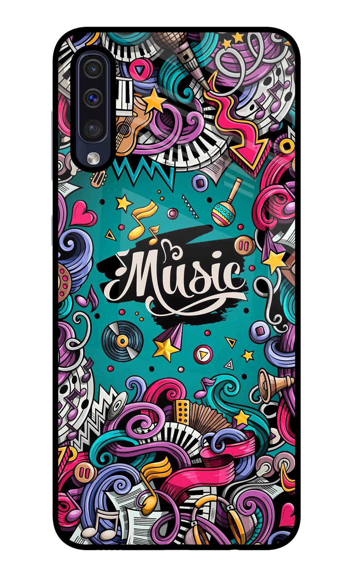 Music Graffiti Samsung A50/A50s/A30s Glass Case Back Cover by Casekaro