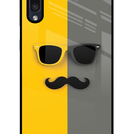 Sunglasses with Mustache Samsung A50/A50s/A30s Glass Case Back Cover by Casekaro