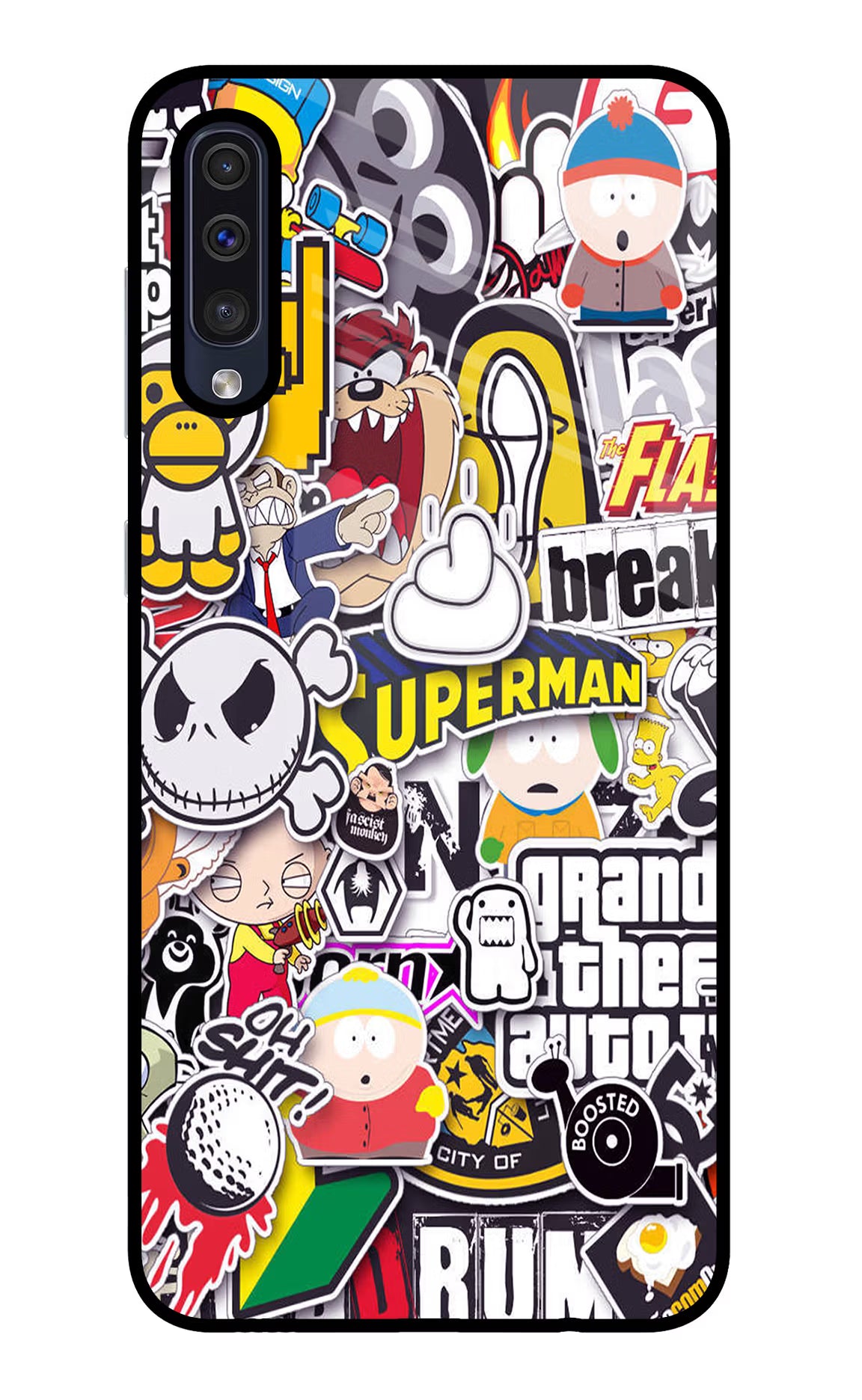 Sticker Bomb Samsung A50/A50s/A30s Glass Case Back Cover by Casekaro