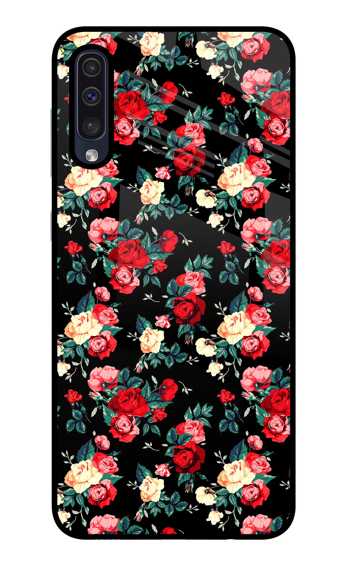 Rose Pattern Samsung A50/A50s/A30s Glass Case Back Cover by Casekaro