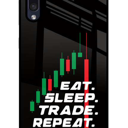 Eat Sleep Trade Repeat Samsung A50/A50s/A30s Glass Case Back Cover by Casekaro