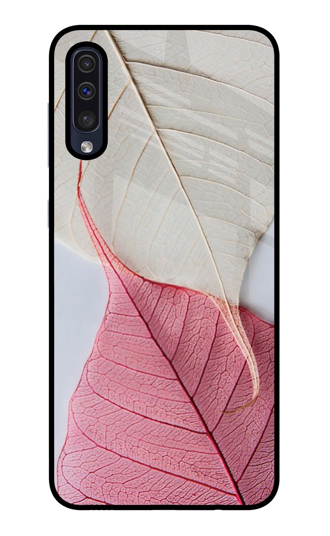 White Pink Leaf Samsung A50/A50s/A30s Back Cover