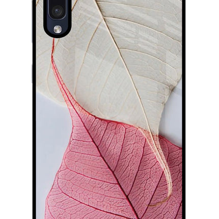 White Pink Leaf Samsung A50/A50s/A30s Glass Case Back Cover by Casekaro
