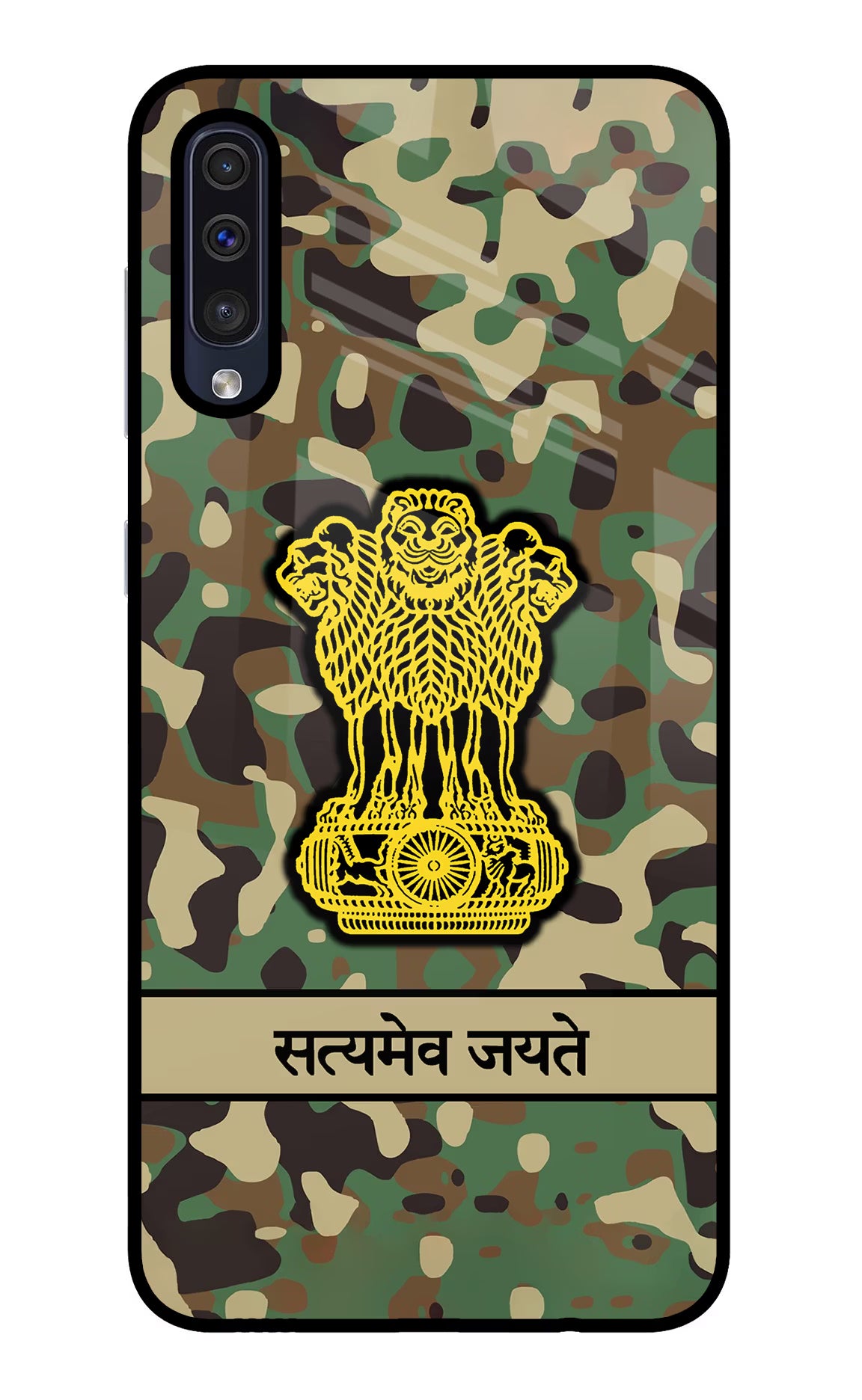 Satyamev Jayate Army Samsung A50/A50s/A30s Glass Case Back Cover by Casekaro