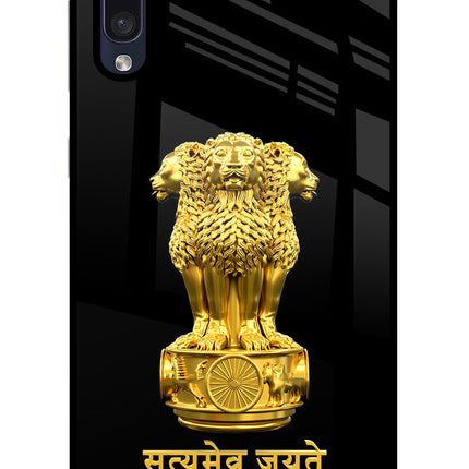 Satyamev Jayate Golden Samsung A50/A50s/A30s Glass Case Back Cover by Casekaro
