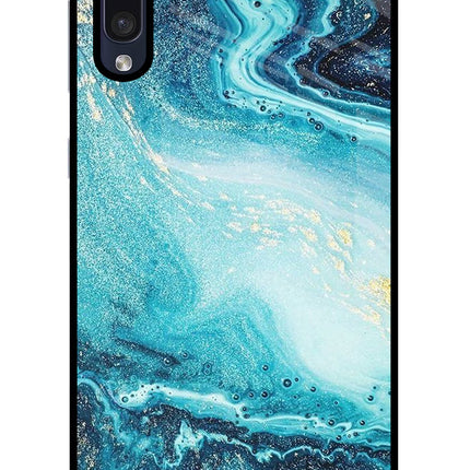 Blue Glitter Marble Samsung A50/A50s/A30s Glass Case Back Cover by Casekaro