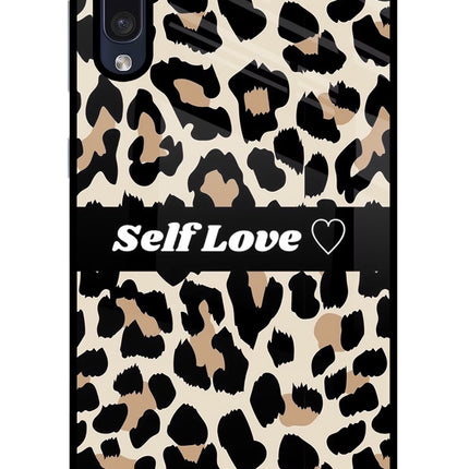 Leopard Print Self Love Samsung A50/A50s/A30s Glass Case Back Cover by Casekaro