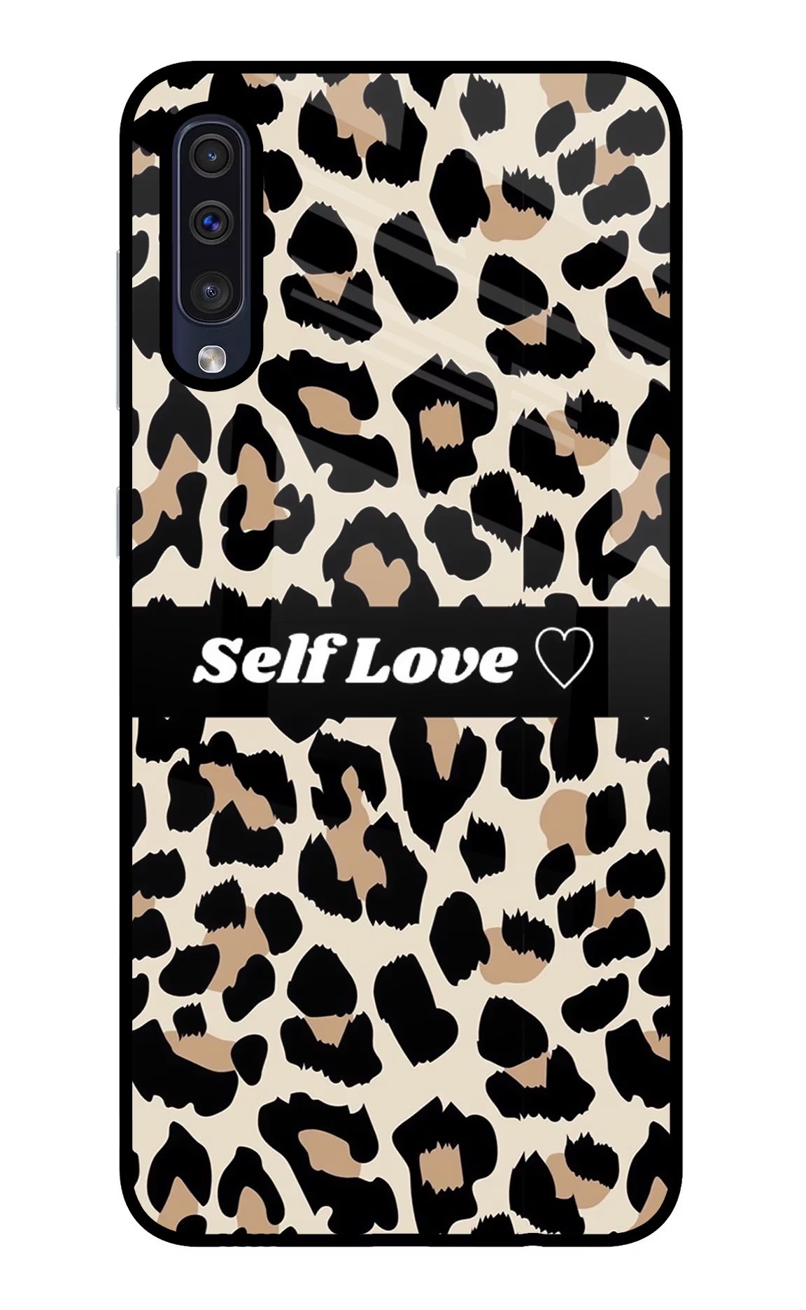 Leopard Print Self Love Samsung A50/A50s/A30s Glass Case Back Cover by Casekaro