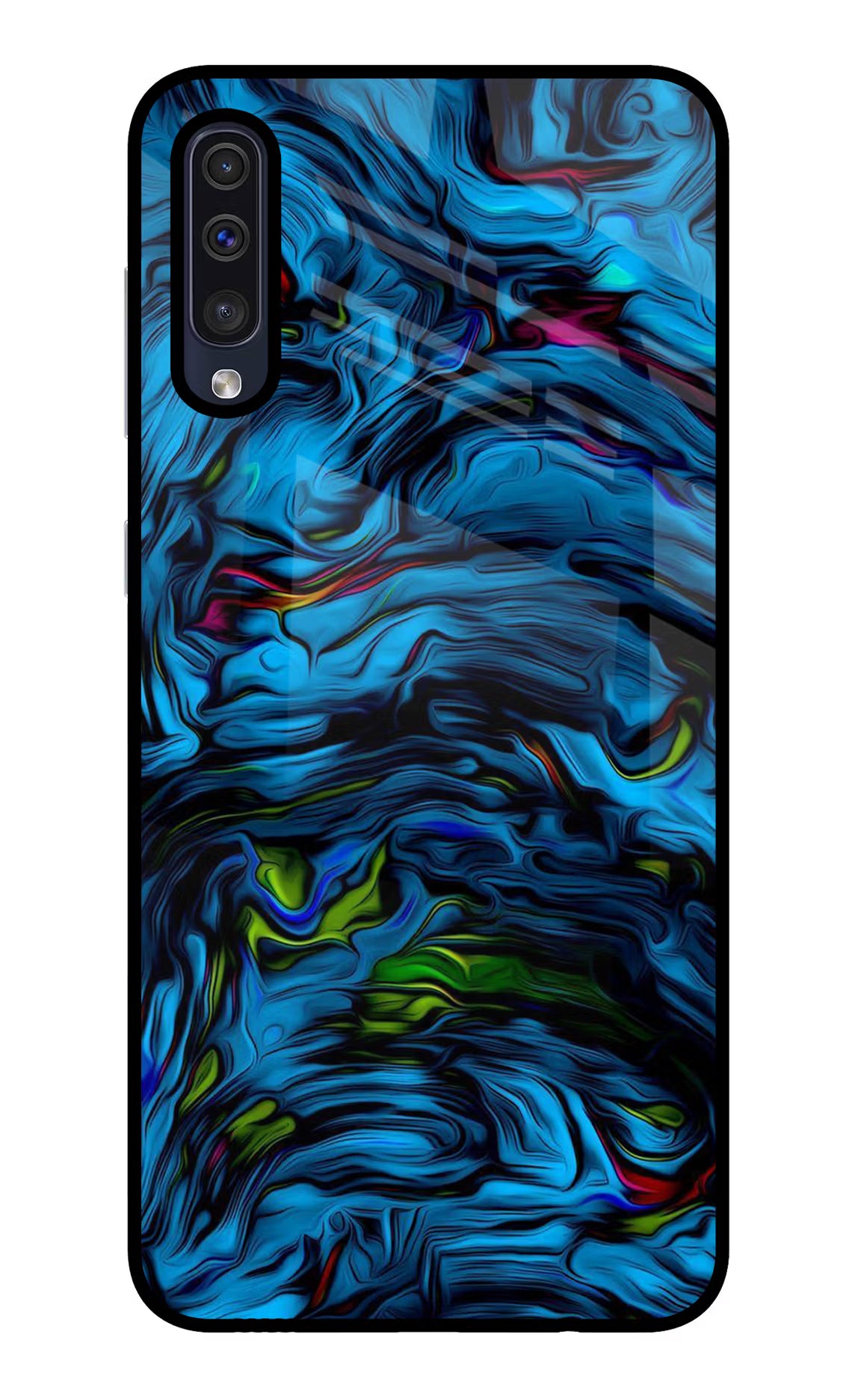 Dark Blue Abstract Samsung A50/A50s/A30s Glass Case Back Cover by Casekaro