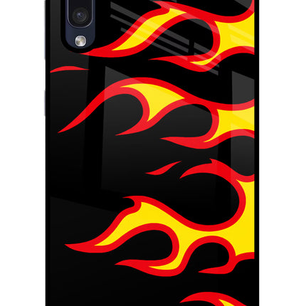 Side Sweep Flames Samsung A50/A50s/A30s Glass Case Back Cover by Casekaro