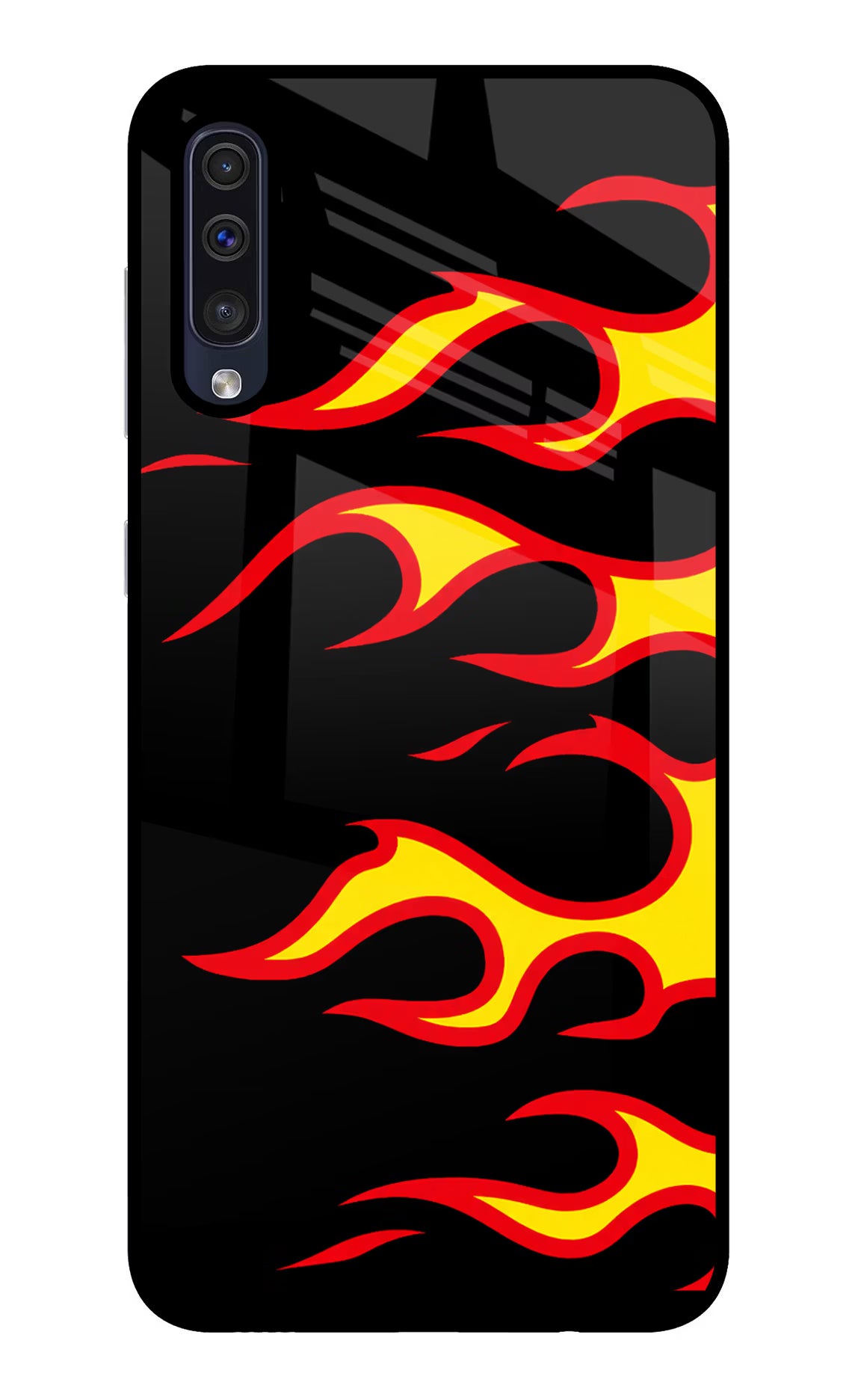 Side Sweep Flames Samsung A50/A50s/A30s Glass Case Back Cover by Casekaro