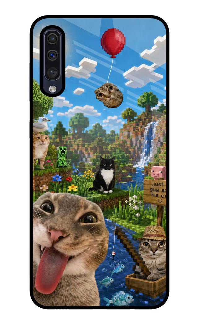 Minecraft Cat Chaos Samsung A50/A50s/A30s Glass Case