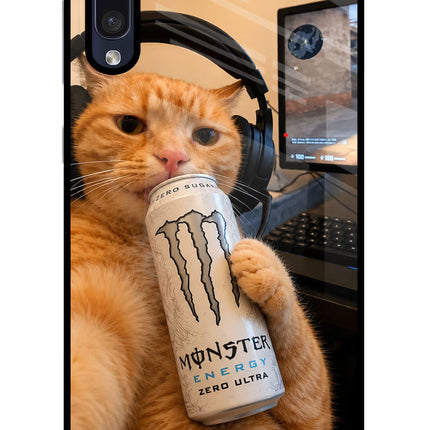 Gamer Cat Energy Samsung A50/A50s/A30s Glass Case Back Cover by Casekaro