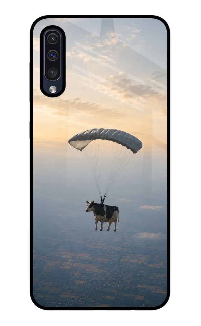 Skydiving Cow Samsung A50/A50s/A30s Glass Case