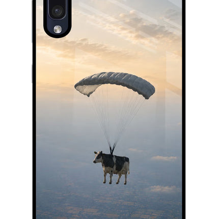 Skydiving Cow Samsung A50/A50s/A30s Glass Case Back Cover by Casekaro