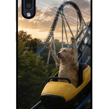 Rollercoaster Dog Samsung A50/A50s/A30s Glass Case Back Cover by Casekaro