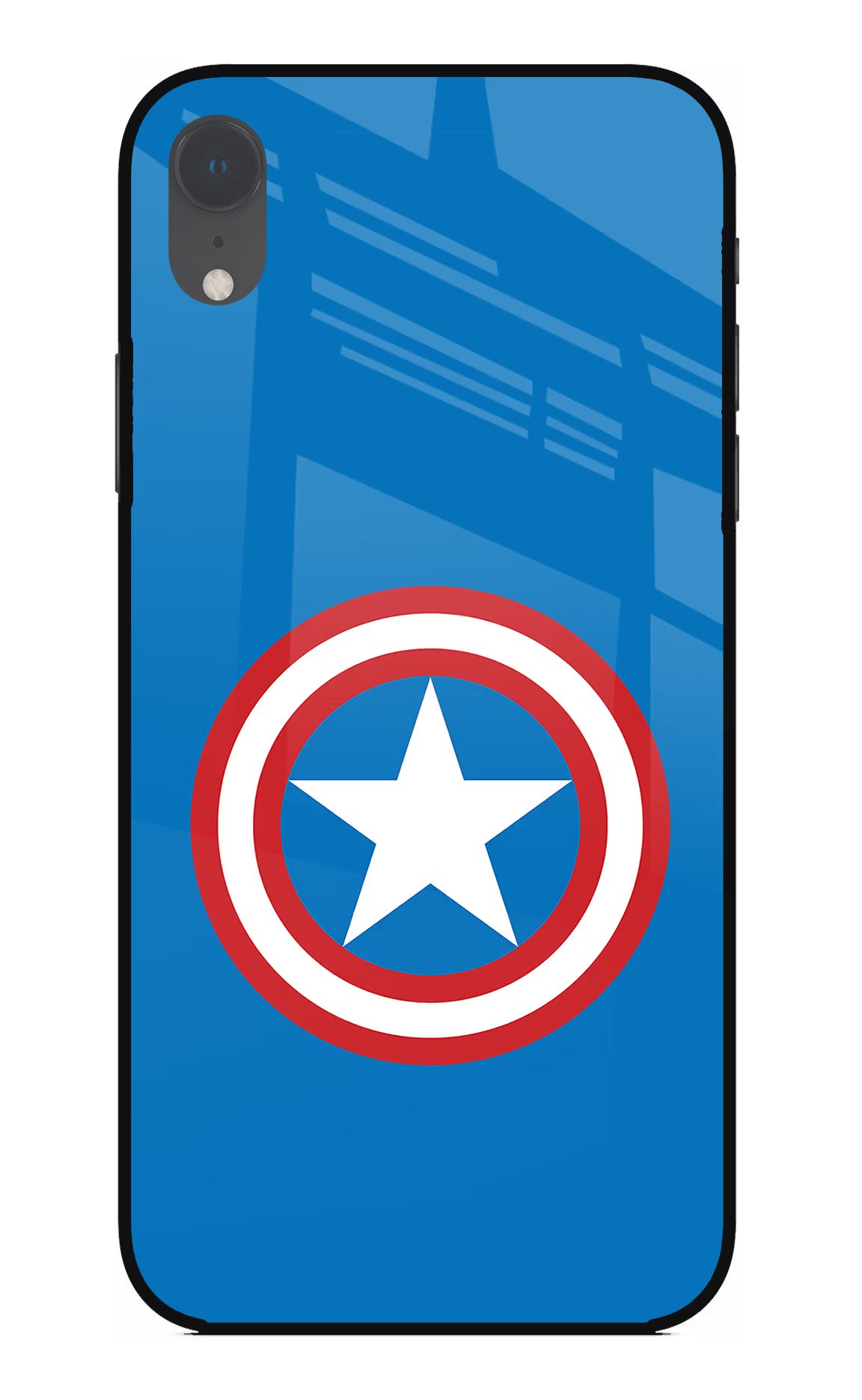 Captain America Logo iPhone XR Glass Case Back Cover by Casekaro