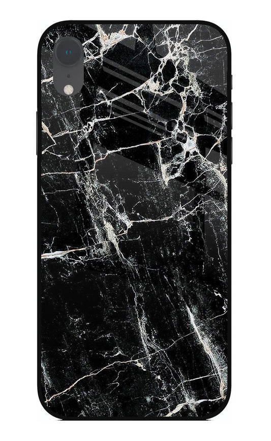 Black Marble Texture iPhone XR Glass Case