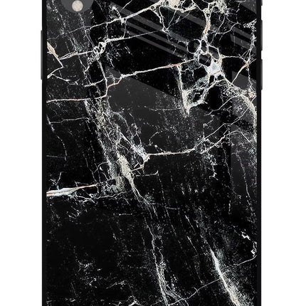 Black Marble Texture iPhone XR Glass Case Back Cover by Casekaro