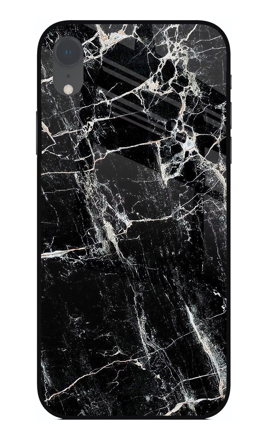 Black Marble Texture iPhone XR Back Cover, Glass case