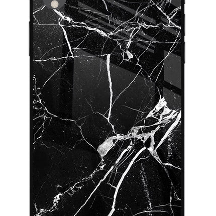 Black Marble Pattern iPhone XR Glass Case Back Cover by Casekaro