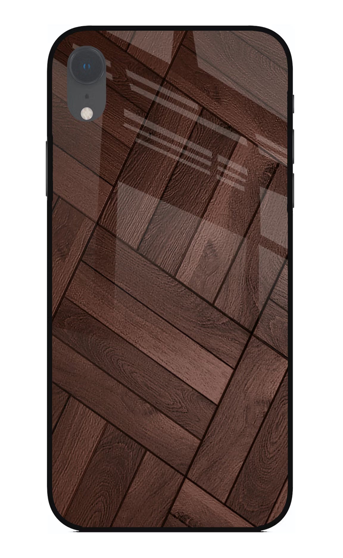 Wooden Texture Design iPhone XR Glass Case Back Cover by Casekaro
