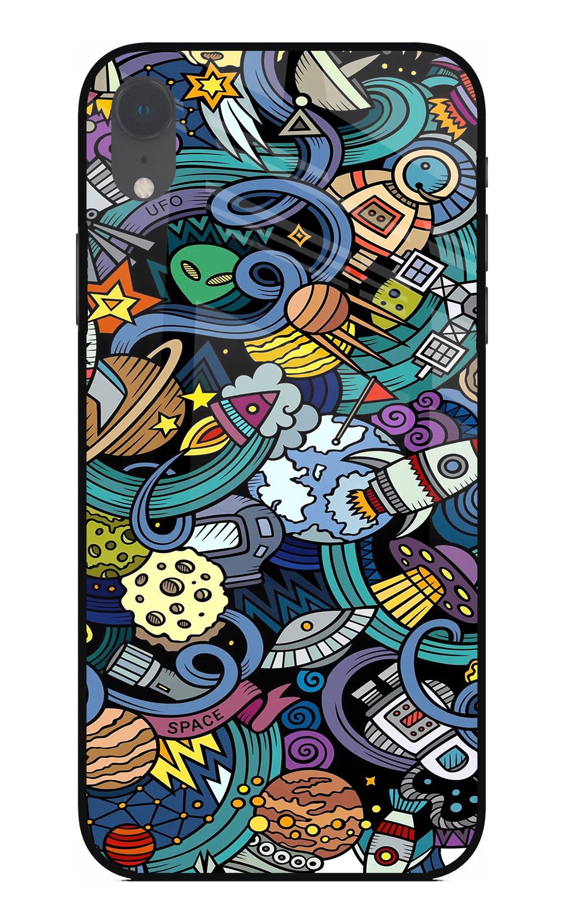 Space Abstract iPhone XR Glass Case Back Cover by Casekaro