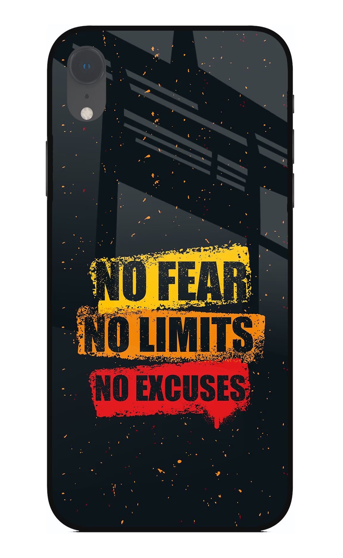 No Fear No Limits No Excuse iPhone XR Glass Case Back Cover by Casekaro