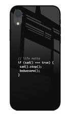 Life Motto Code iPhone XR Glass Case