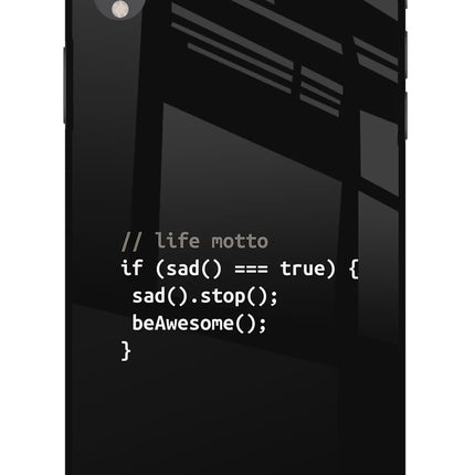 Life Motto Code iPhone XR Glass Case Back Cover by Casekaro