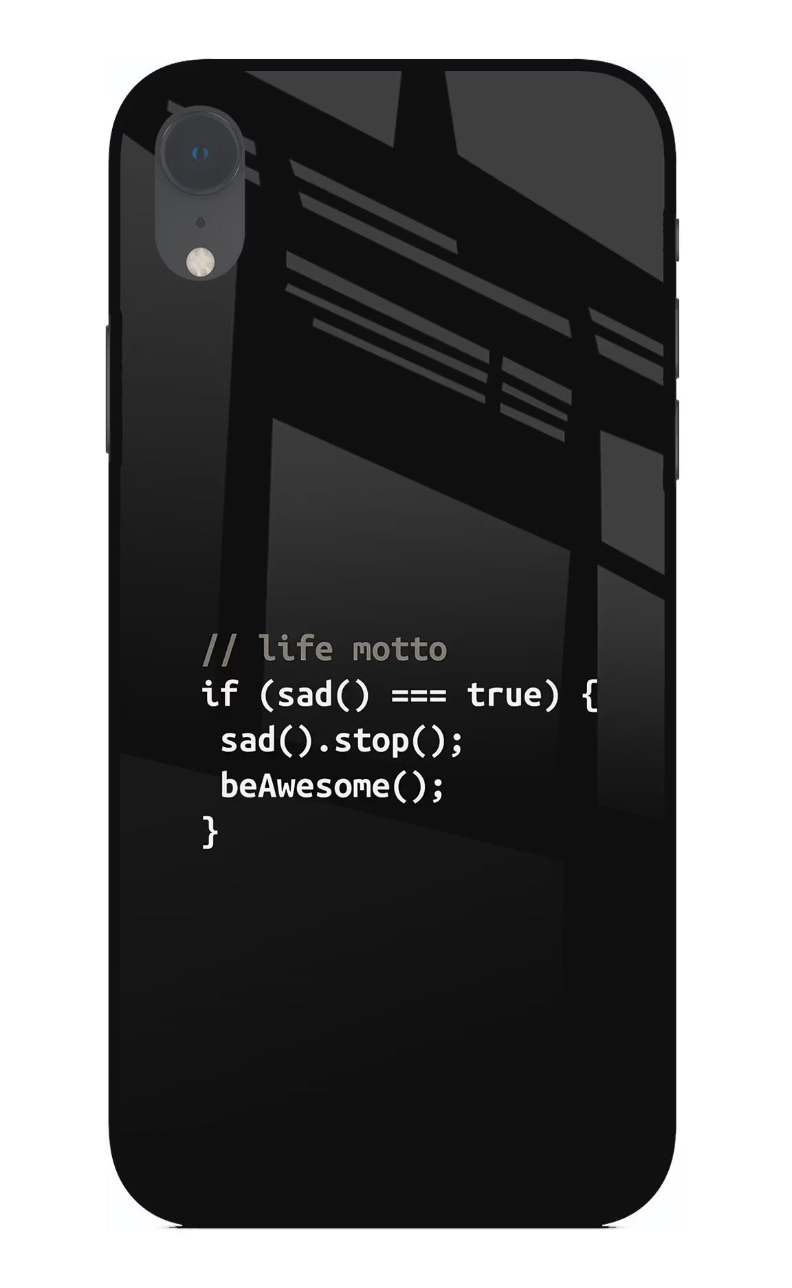 Life Motto Code iPhone XR Glass Case Back Cover by Casekaro