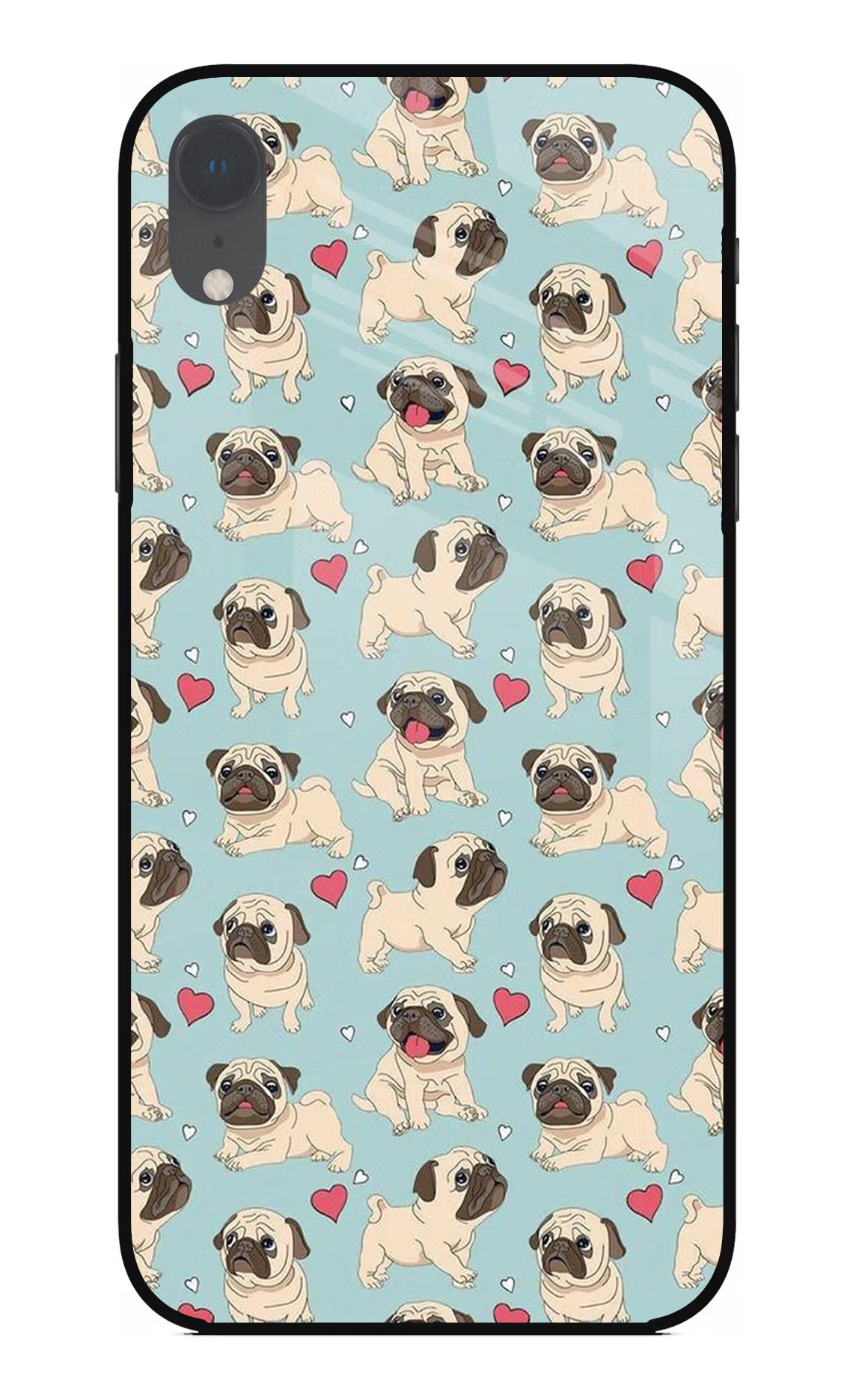 Pug Dog iPhone XR Glass Case Back Cover by Casekaro