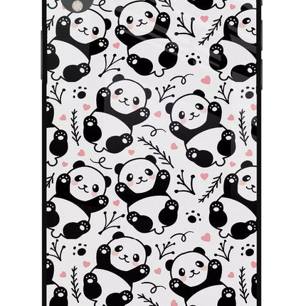 Cute Panda iPhone XR Glass Case Back Cover by Casekaro