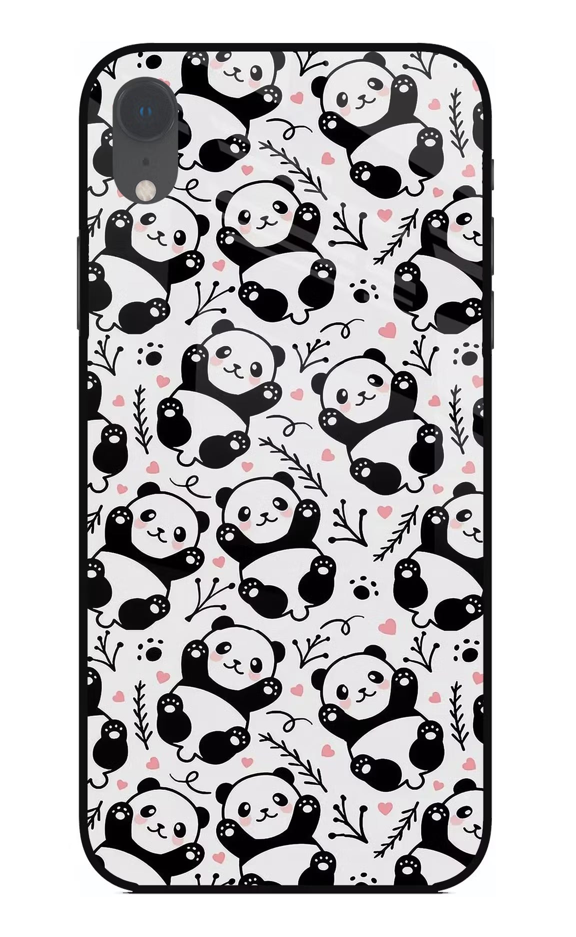 Cute Panda iPhone XR Glass Case Back Cover by Casekaro